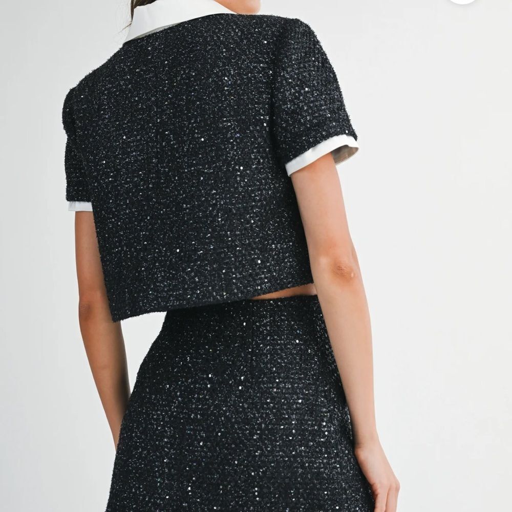 Mable/Anthropologie  GABY SEQUIN TWEED SHORT JACKET AND SKIRT SET - Picture 7 of 9
